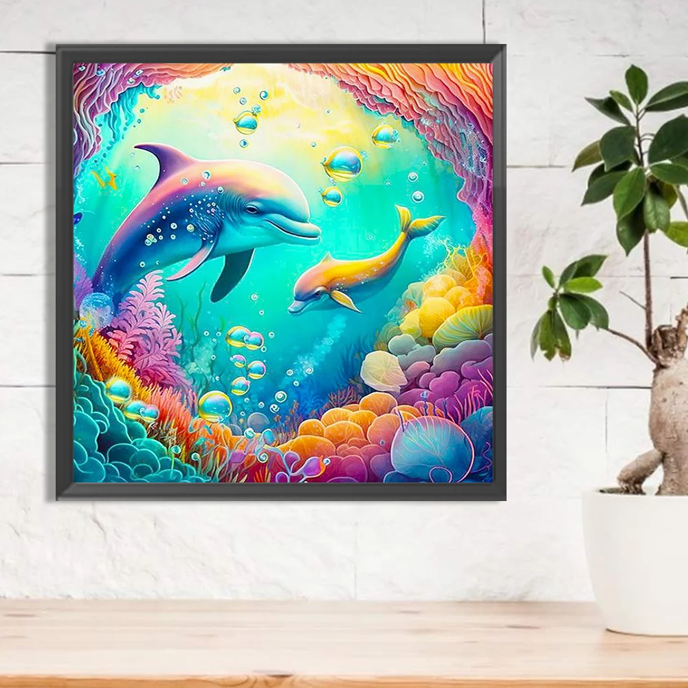 Diamond Painting - Full Round Drill - Dolphin(Canvas|30*30cm)