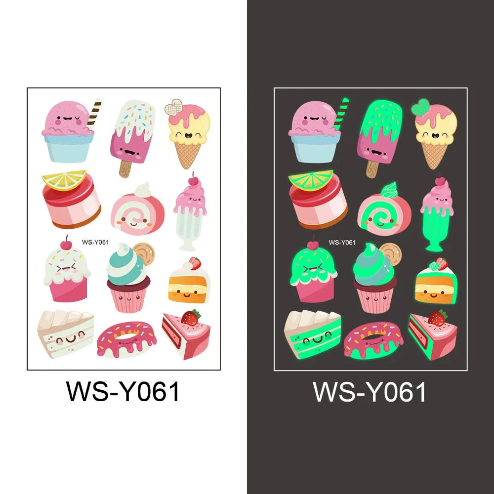 Tattoo Stickers Luminous Child Kid Temporary Fake Tattoos Glow Paste on Face Arm Leg for Children Body Art Halloween Tattoos