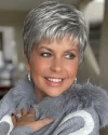 Pixie Cut Straight Layered Hair Gray Salt and Pepper Short Wigs