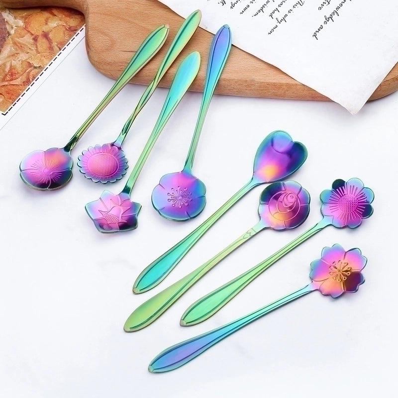 Vacation Flower Stainless Steel Spoon 1 Piece 1 Set