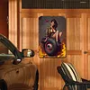 Pin up girl - Panneaux en &eacute;tain m&eacute;tallique(20*30cm/30*40cm) - Garage