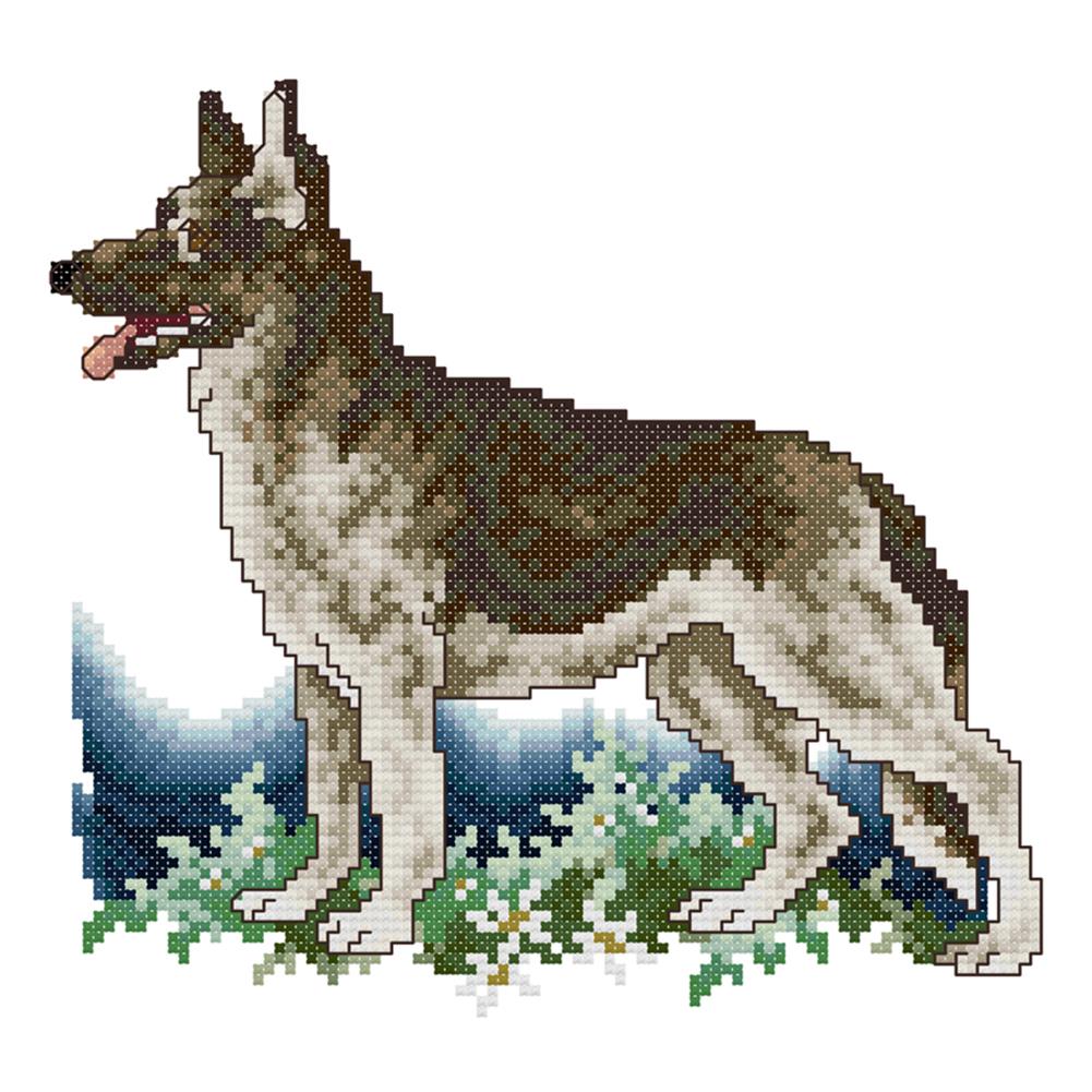 

German Shepherd - 14CT Stamped Cross Stitch - 22*21cm, 501 Original