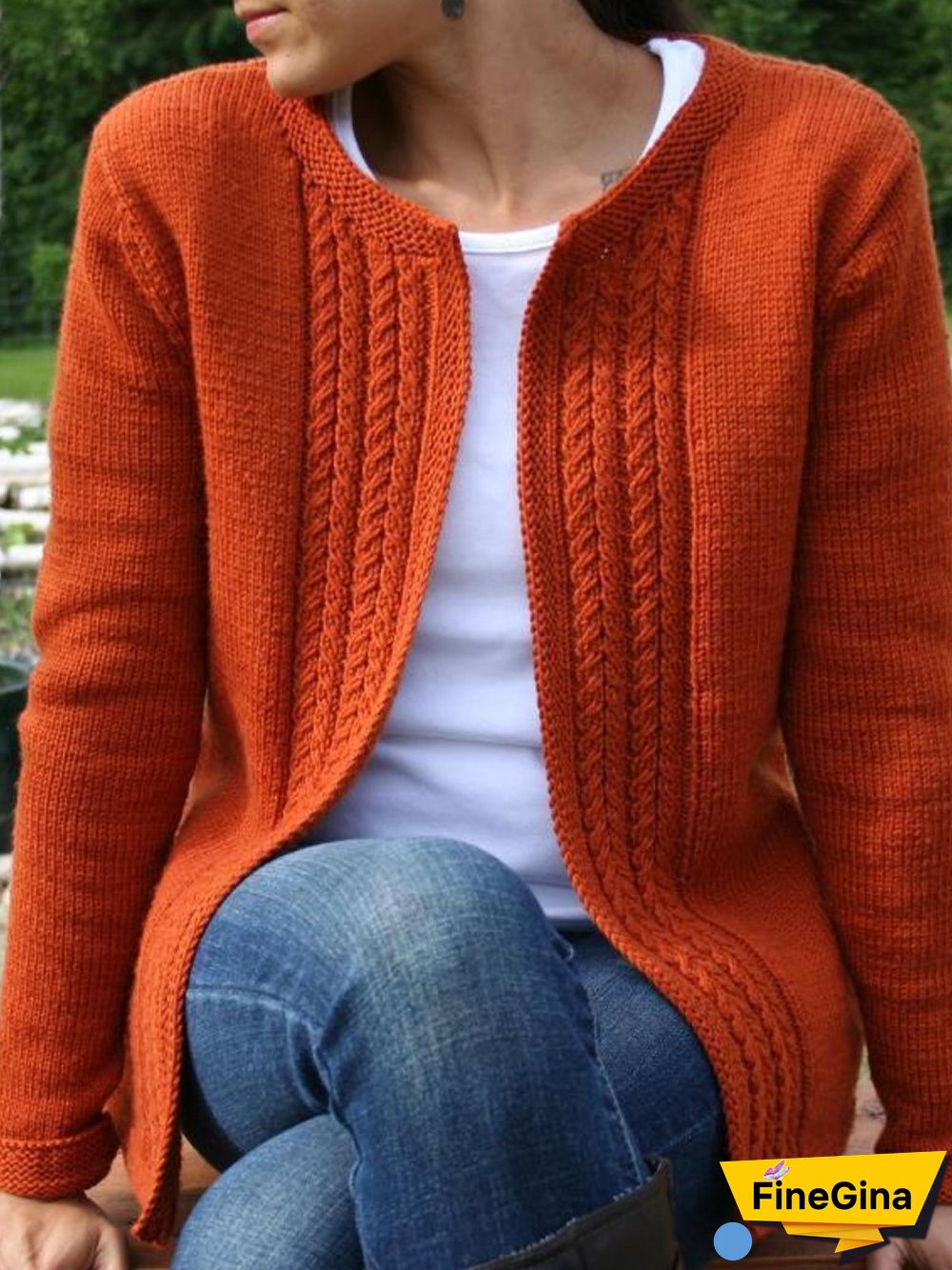 Casual Vintage Knitted Solid Sweater