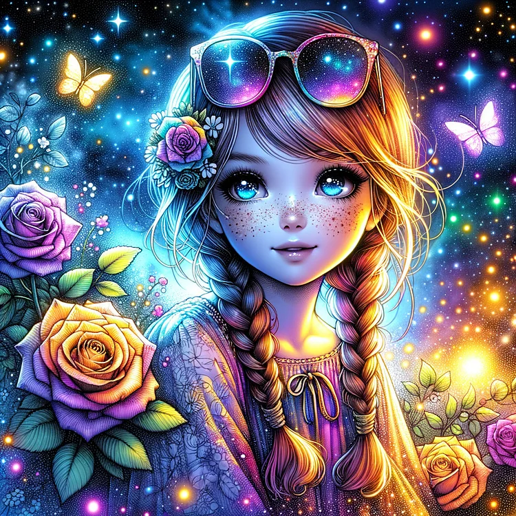 Fantasy Rose Girl 40*40CM(Canvas) Diamond Painting gbfke