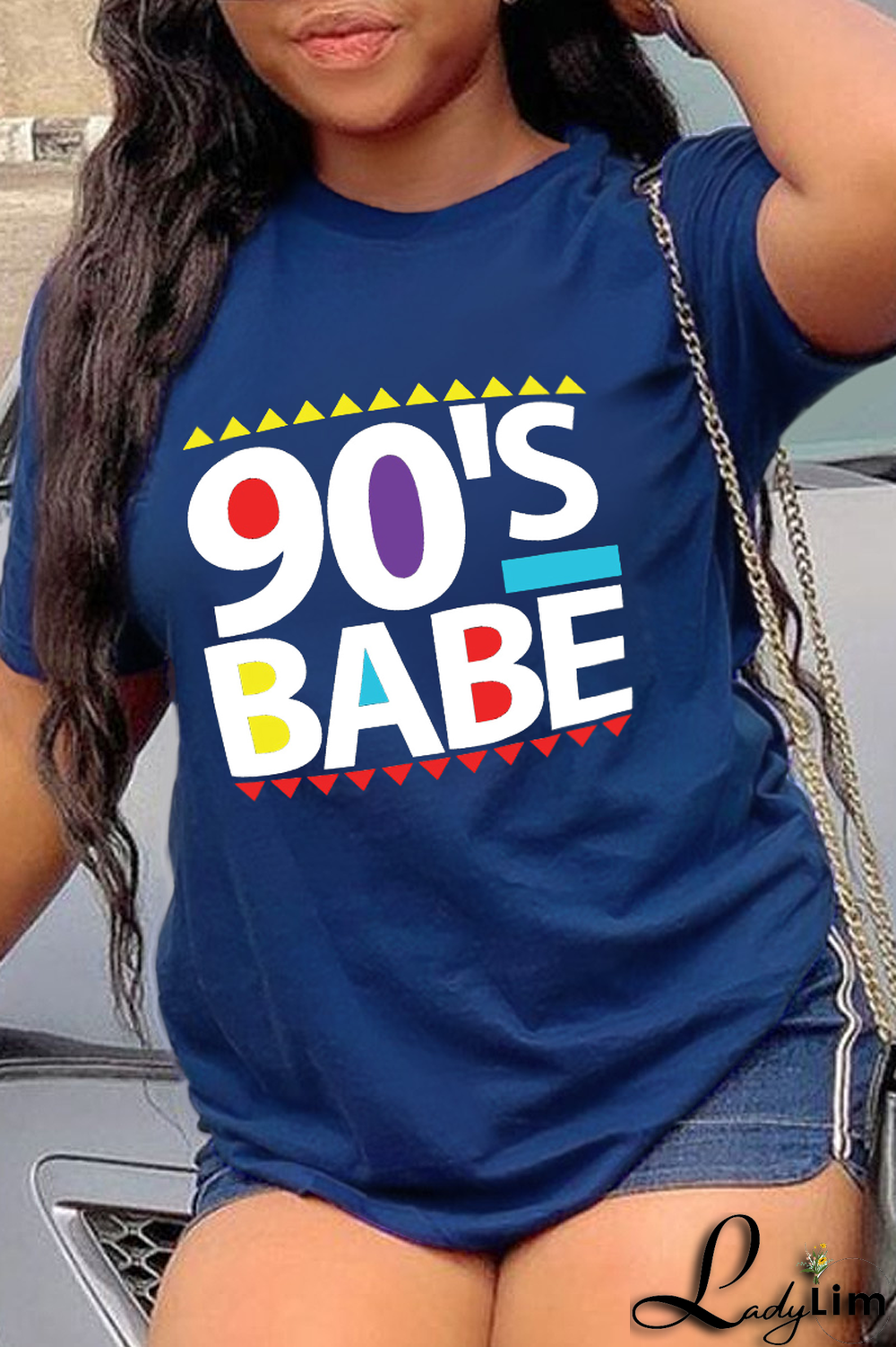 Black Fashion Street Print Letter O Neck T-Shirts