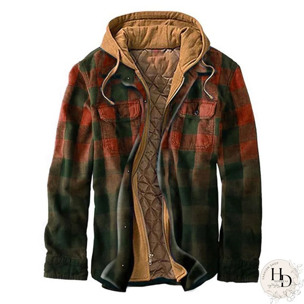 Mens Plaid Thick Woolen Casual Jacket