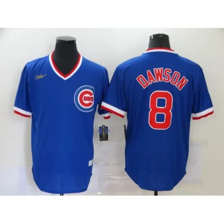 Youth Chicago Cubs #8 Andre Dawson Blue Throwback Cool Base Stitched Jersey