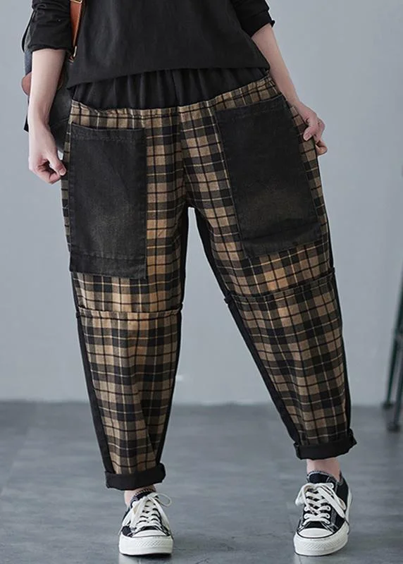 Organic Spring Trousers Oversize Plaid Work Outfits Casual Pant