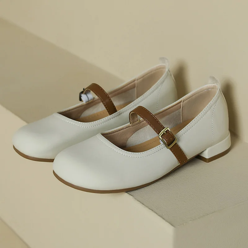 Tanguoant Tanguoant Mary Jane Shoes Women's Summer Shallow Mouth Soft Skin Low Heel Single Shoes 2024 New Cross Design Mary Jane Shoes