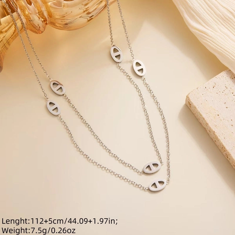 Elegant Classic Style Pig Nose Titanium Steel 18K Gold Plated Bracelets Necklace