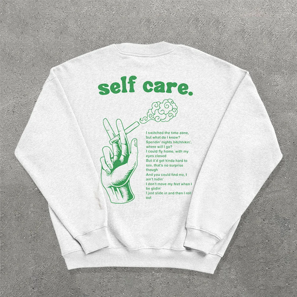Mac Miller Self Care Printed Crew Neck Sweatshirt