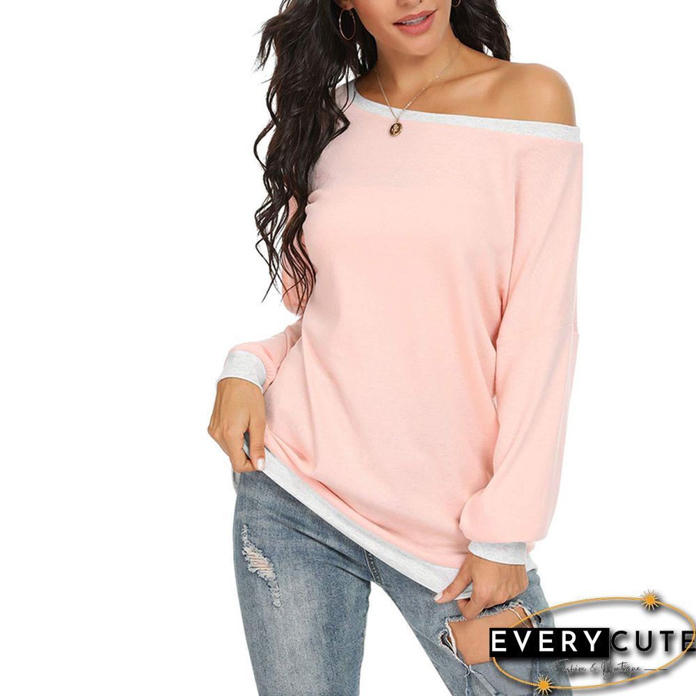 Light Pink Off the Shoulder Long Sleeve Top