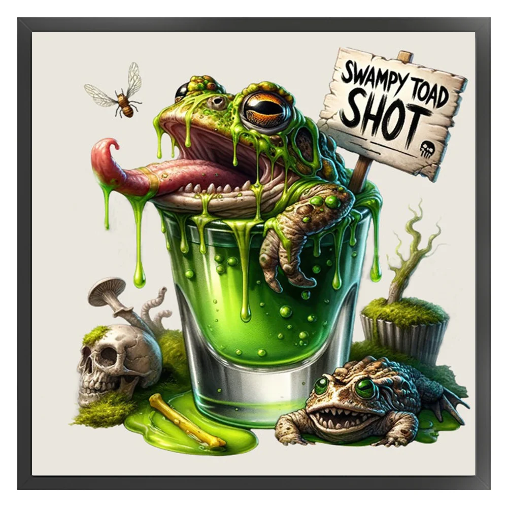 14CT Full Stamped Glass Cross Stitch - Halloween Wine(Canvas|50*50CM)