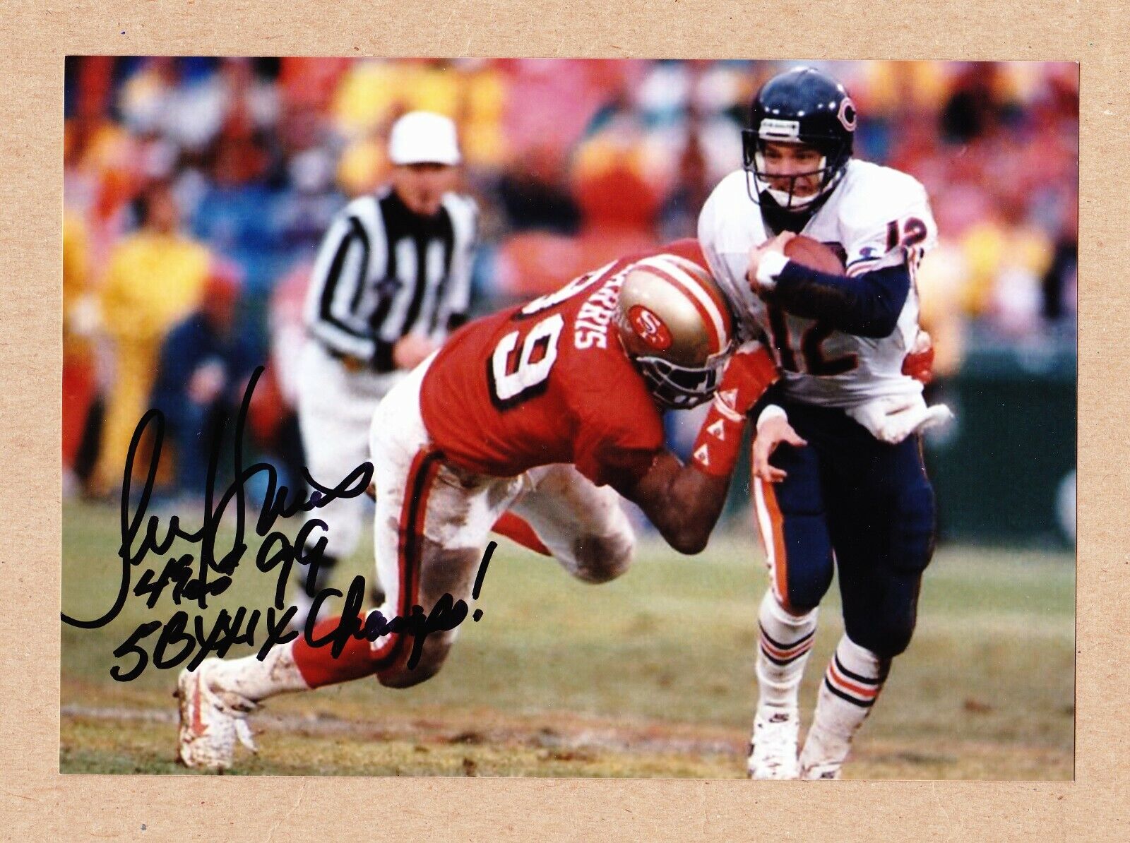 Tim Harris signed 5x7 inch San Francisco 49er's color Photo Poster painting