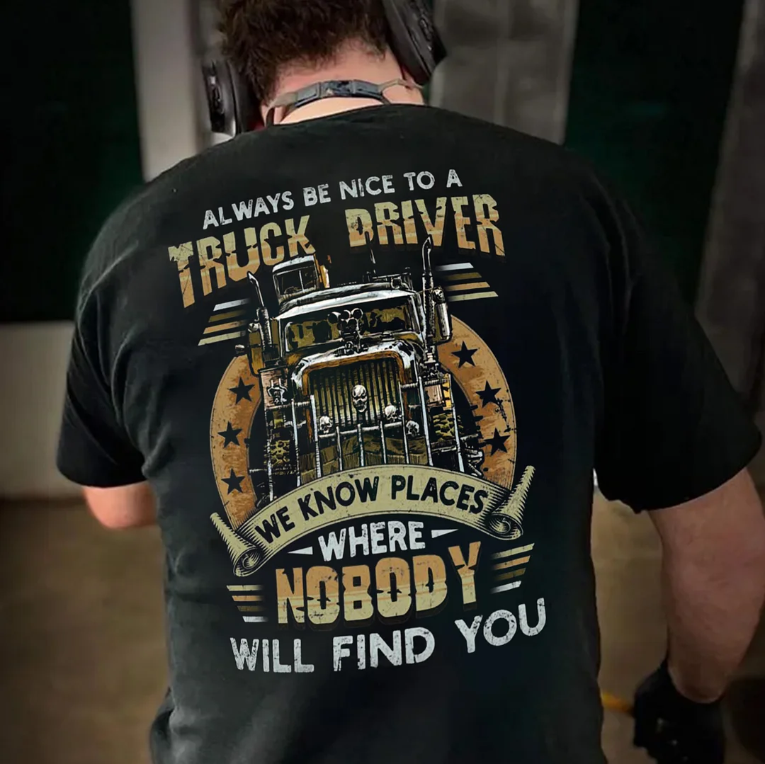 ALWAYS BE NICE TO A TRUCK DRIVER Classic Car Print Men's T-shirt