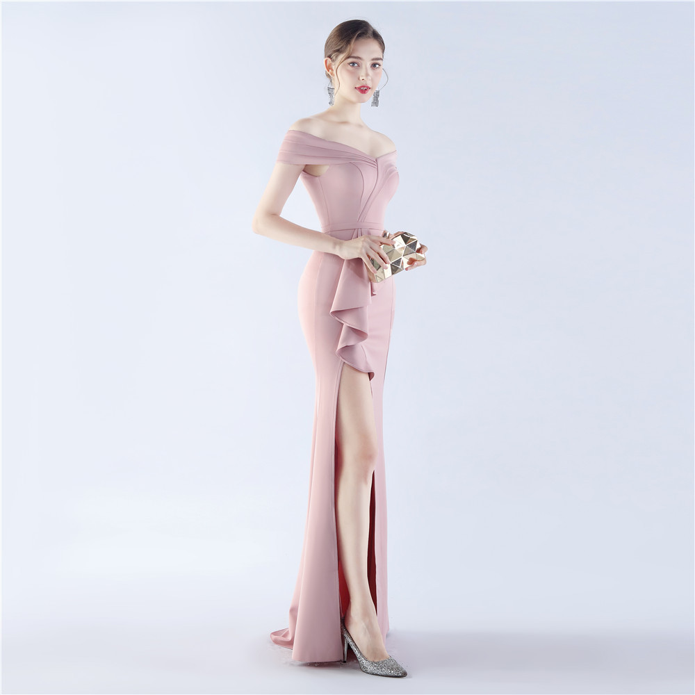 Classic Satin Off Shoulder Long Evening Dress - Elegant & Timeless - Ootddress