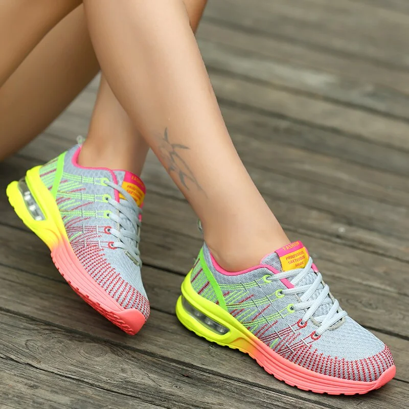 Running Shoes New Breathable Air Cushion Woman Sports Shoes Brand Lace-up Outdoor Sneakers Brand Fitness Shoes Cheap Women Shoes