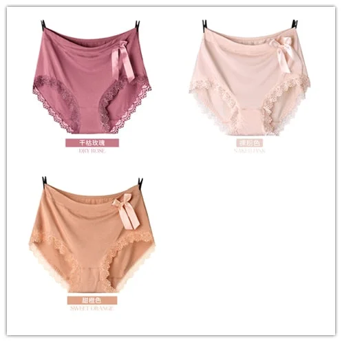 Big Sizes Panties of Large Size Clothing Laces Soft Ladies Plus Size Underwear Women Comfortable Briefs XL-5XL 3 Pieces