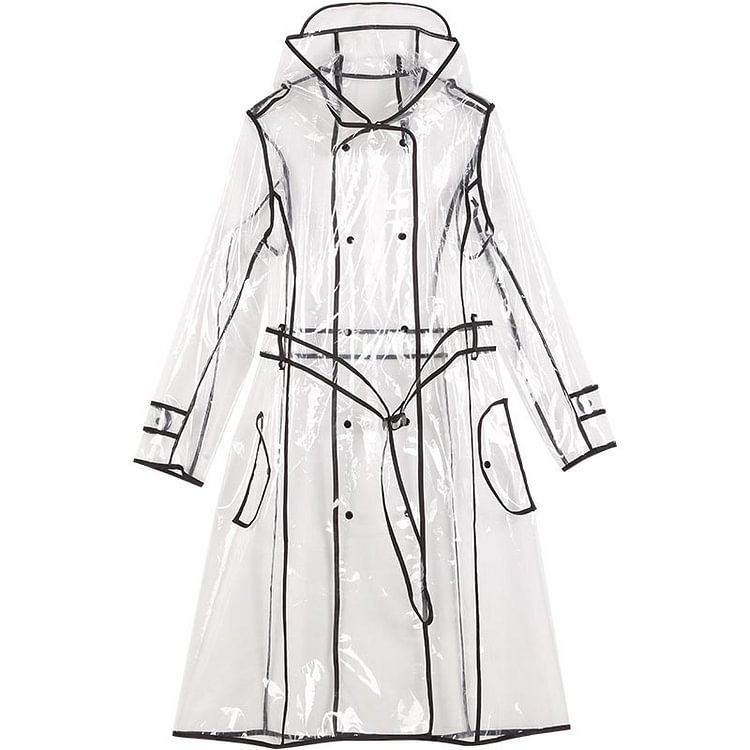 Loose Belted Transparency Raincoat - Modakawa