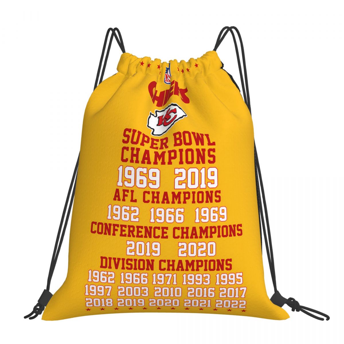 Kansas City Chiefs Football Team Champion Drawstring Bags for School Gym