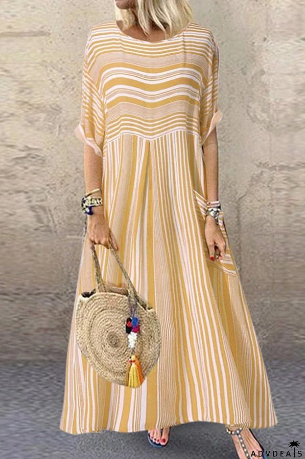 Pocket Patch Striped Vacation Dress
