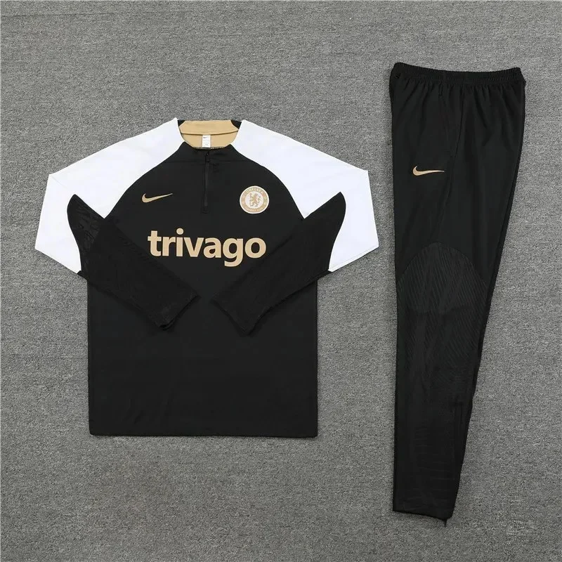 2023/2024 Chelsea Half-Pull Training Suit Black Football Shirt 1:1 Thai Quality