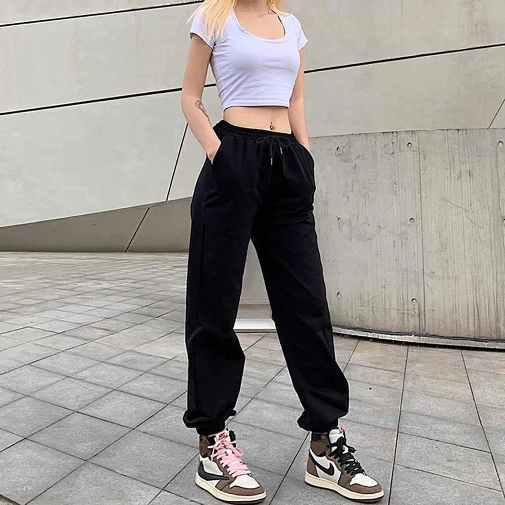Y2K Brand Woman Trousers Pants Sweatpants Jogger Casual Fitness Workout Running Sporting Clothing Hip Hop E-girl Loose Straight
