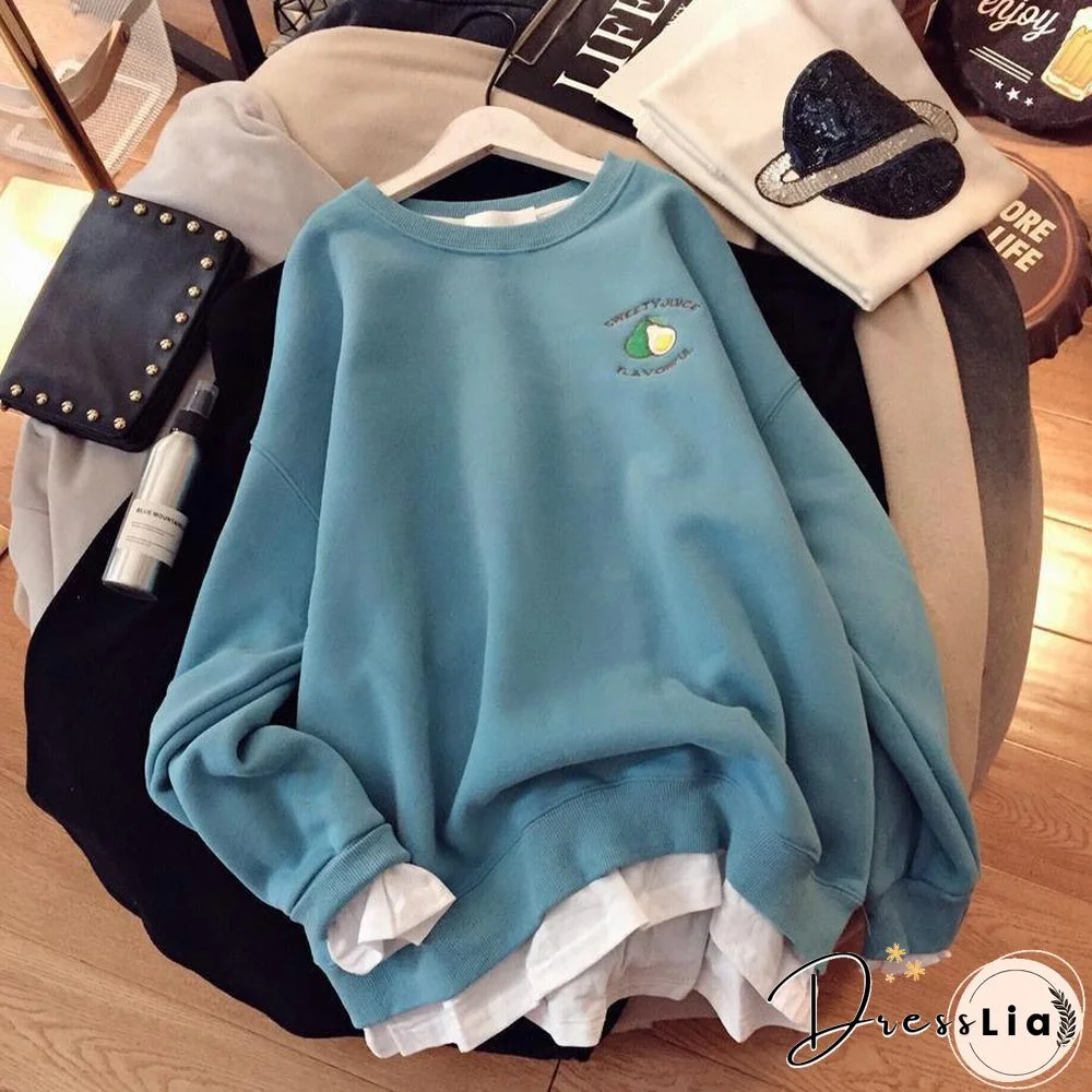 Plus Size Sweatshirts Women Korean Style Hoodies Large Loose Long Sleeved Blouse Woman Print Harajuku Pink Tops Sweat Femme