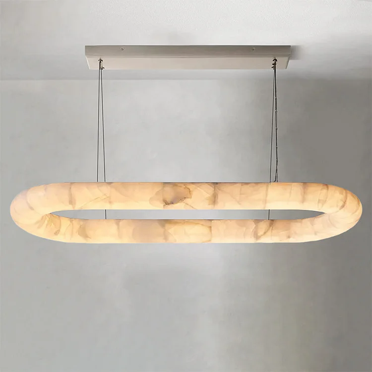 Rim Lisse Alabaster Oval Chandelier 57" 74" Vjlight
