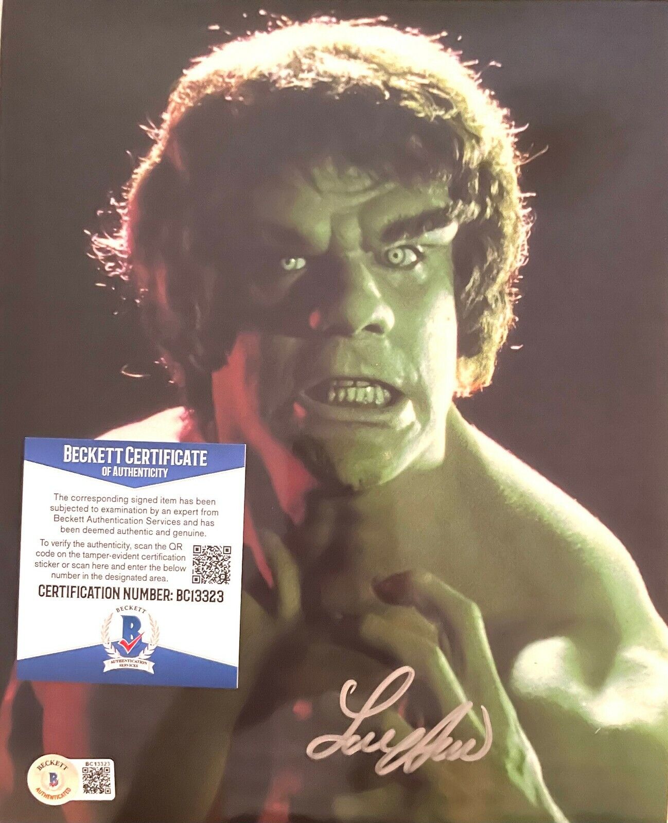 Lou Ferrigno Hulk Original Autographed 8X10 Photo Poster painting w/Beckett COA #8