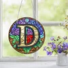 (Upgrade Size)DIY Double Sided Diamond Painting Alphabet Family Last Name Initial Sign Ornament with Chain Window Hanging Kit