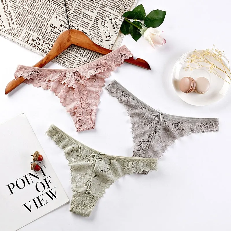 Women Panties Women Underwear Soft Breathable Lace Sexy Panties Female Transparent Underpants Thong G String Low-Rise Lingerie