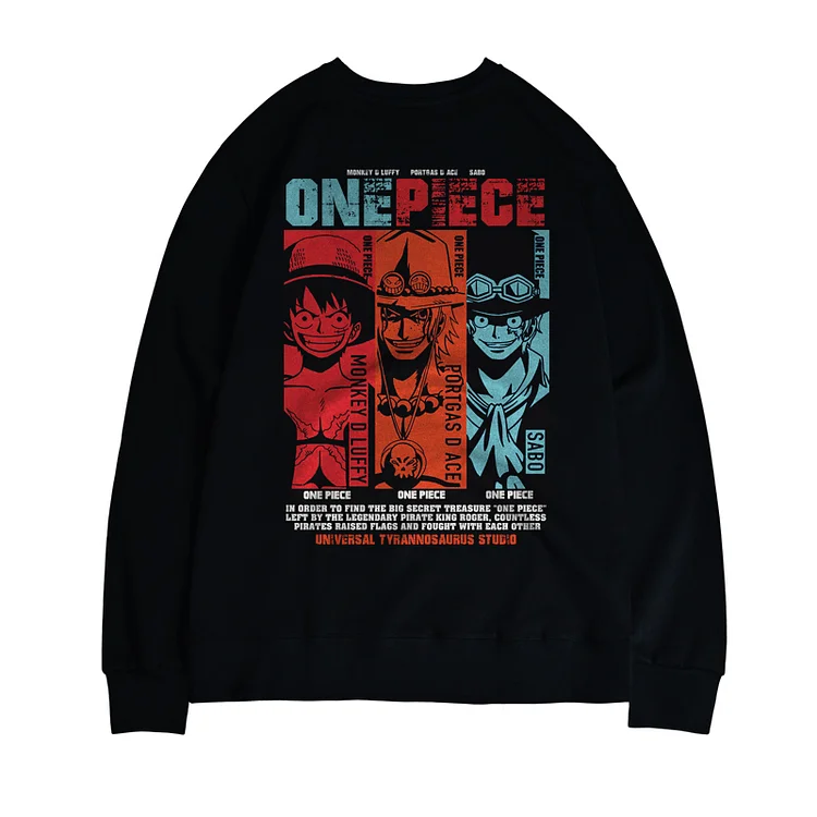 Pure Cotton One Piece Luffy Ace Sabo Sweatshirt weebmemes
