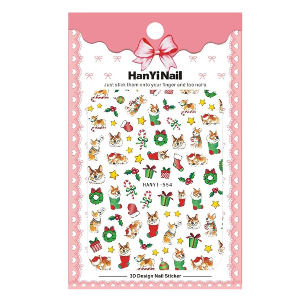 NEW 3D Snowman Deer Christmas Nail Sticker Santa Claus Pattern Nail Decals Manicure Tips Tool Geometry Snowflake Nail Decor