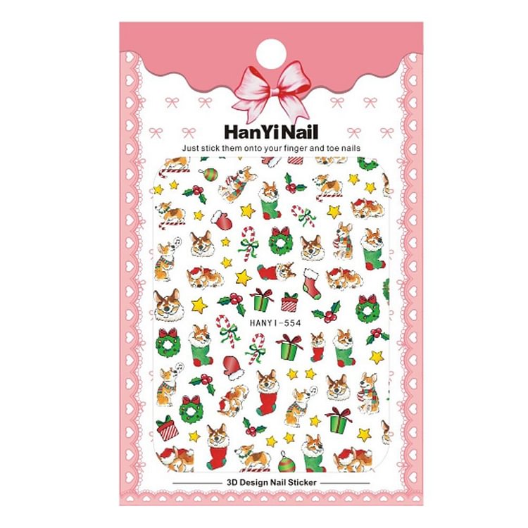 NEW 3D Snowman Deer Christmas Nail Sticker Santa Claus Pattern Nail Decals Manicure Tips Tool Geometry Snowflake Nail Decor