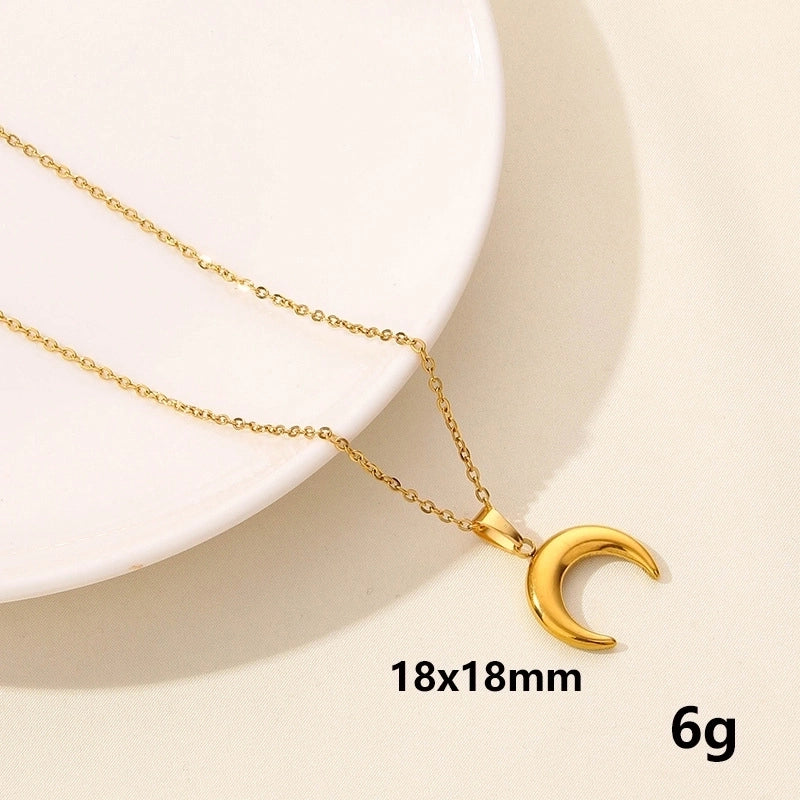 304 Stainless Steel Casual Minimalist Plating Sun Star Moon Pendant Necklace