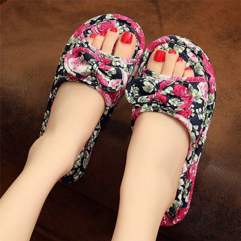 New Silent Women's Slipper Particles Non-Slip House Slippers for Women Soft Bottom Indoor Four Seasons Print Female Slippers