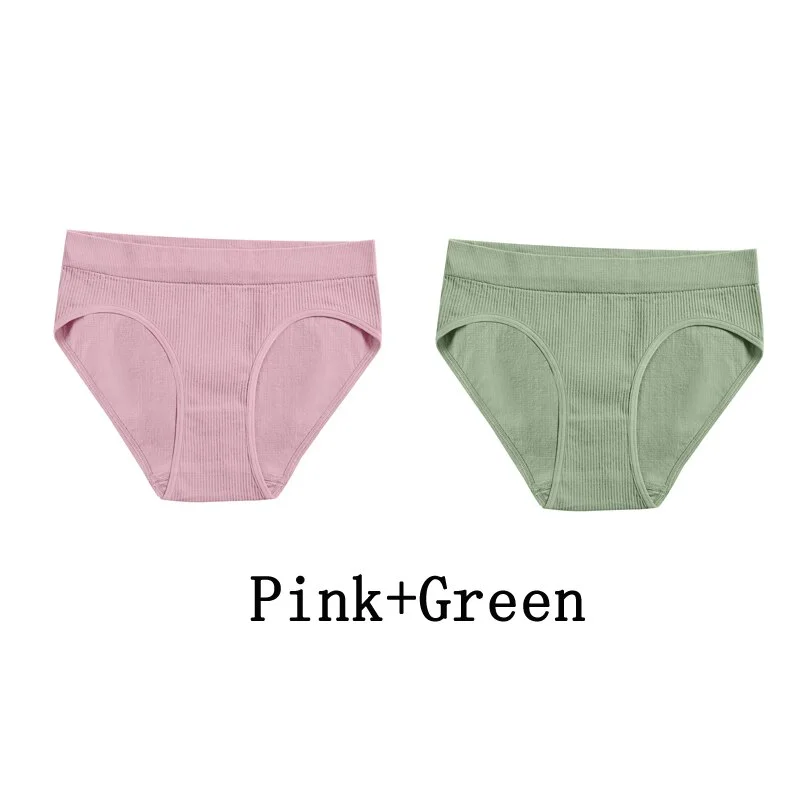 Billionm Women Seamless Cotton Panties Sexy Mid Waist Briefs Girls Solid Colors Ribbed Underpants Female Comfortable Intimates Lingerie