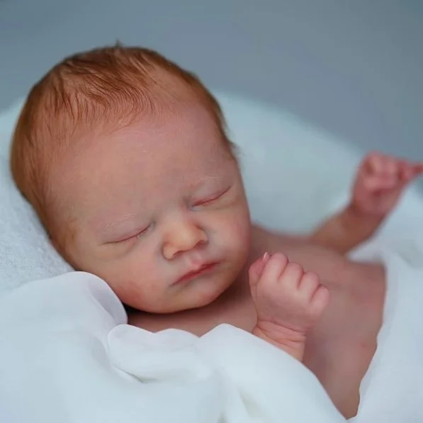 Cute Sleeping Reborn Boy Gilbert 17" Lifelike Soft Weighted Body Handmade Silicone Reborn Doll Set,Gift for Kids