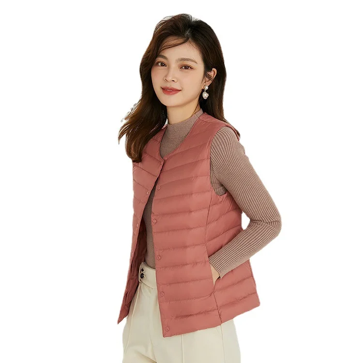 Woherb 2024 New Autumn And Winter Light Down Jacket Vest Female Warm Slim Inside The Vest Vest White Duck Velvet-Outfit Ideas