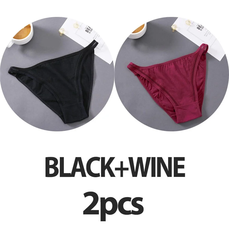 2PCS/Set Sexy Lingerie Women Panties Lace Underwear Female Underpants Cotton Briefs Low Waist Mesh Hollow Out Pantys Lingerie