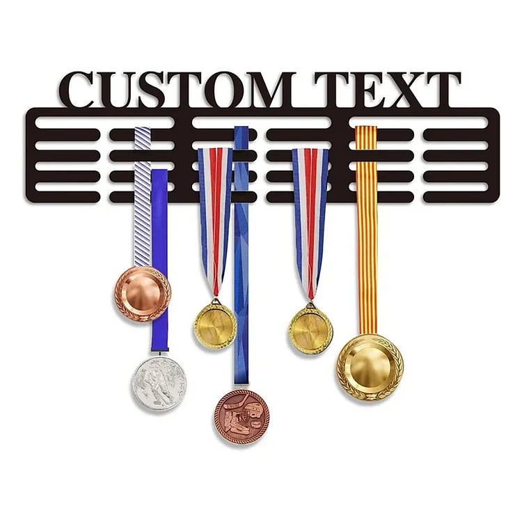 Personalized Medal Hanger Display with Name - Custom Pattern Medal Sports Race Soccer Plaques Holder for Wall Mount Hold Up 60 Medals Awards Hanger Rack for Athletes and Youth