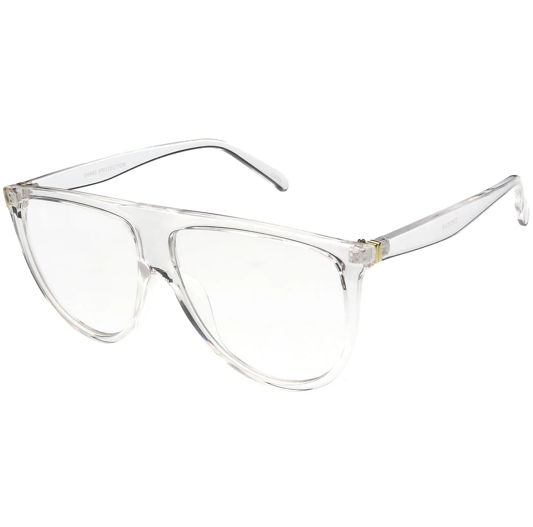 Oversize Bold Flat Top Aviator Eyeglasses With Clear Lens 60mm
