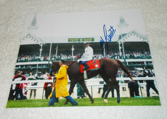 MIKE SMITH JUSTIFY SIGNED 2018 KENTUCKY DERBY 8x10 HORSE RACING Photo Poster painting CHAMPION