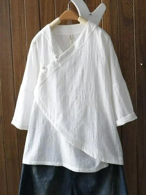 V-neck short-sleeved plus size shirt and top