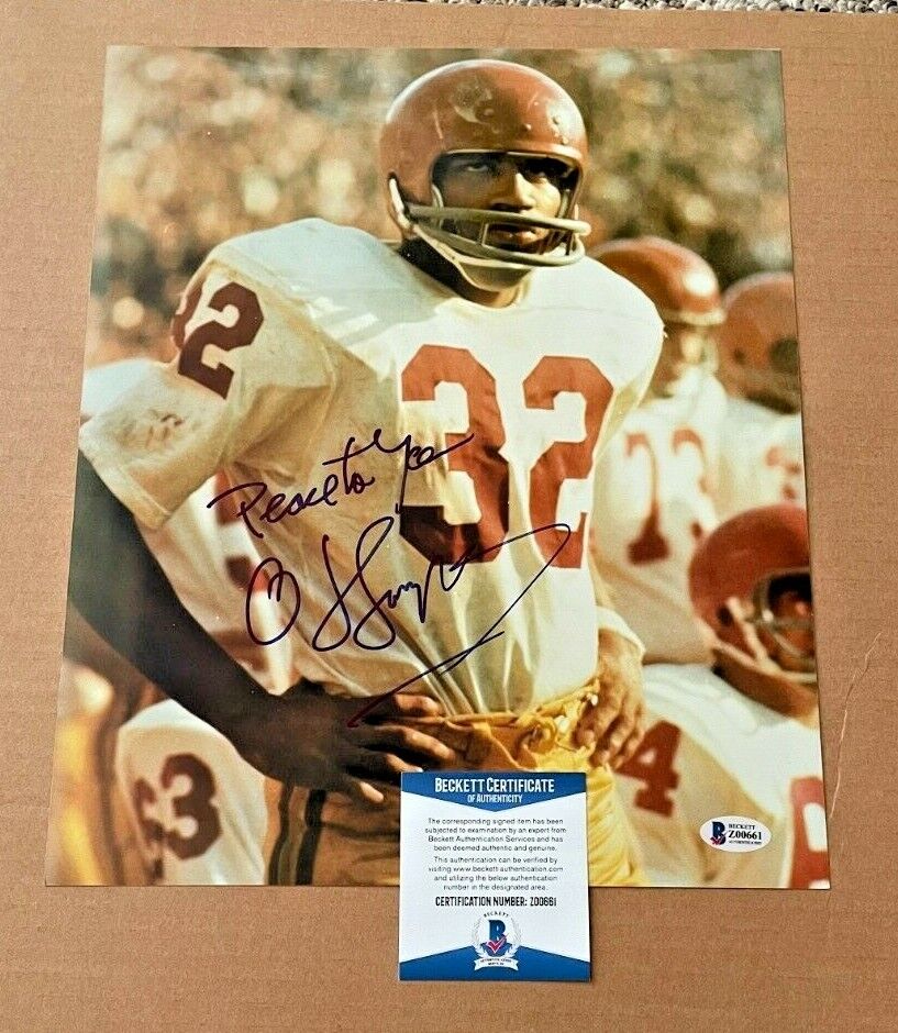 O.J.SIMPSON SIGNED USC TROJANS 11X14 Photo Poster painting BECKETT CERTIFIED BAS