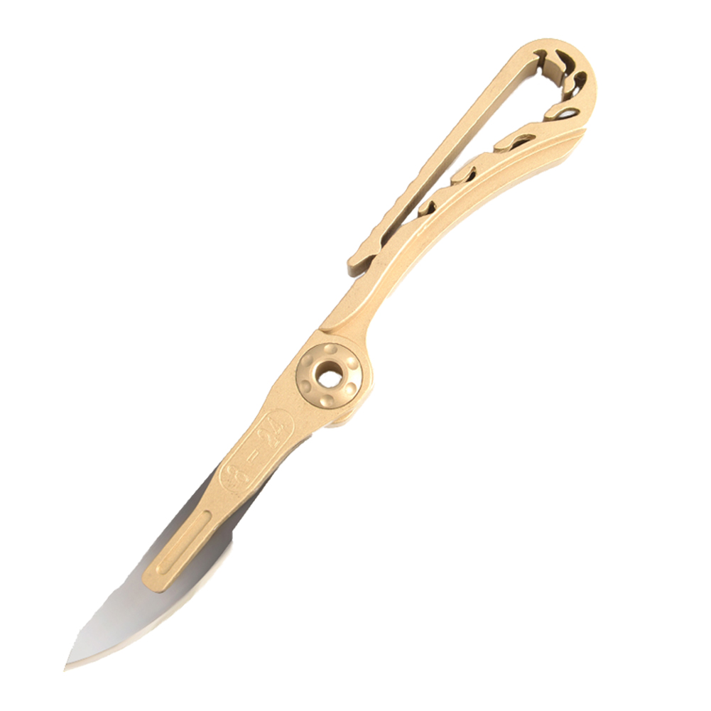 

Foldable Mini Brass Keychain Knife Outdoor Camp Pocket Sharp Utility Knife, 501 Original