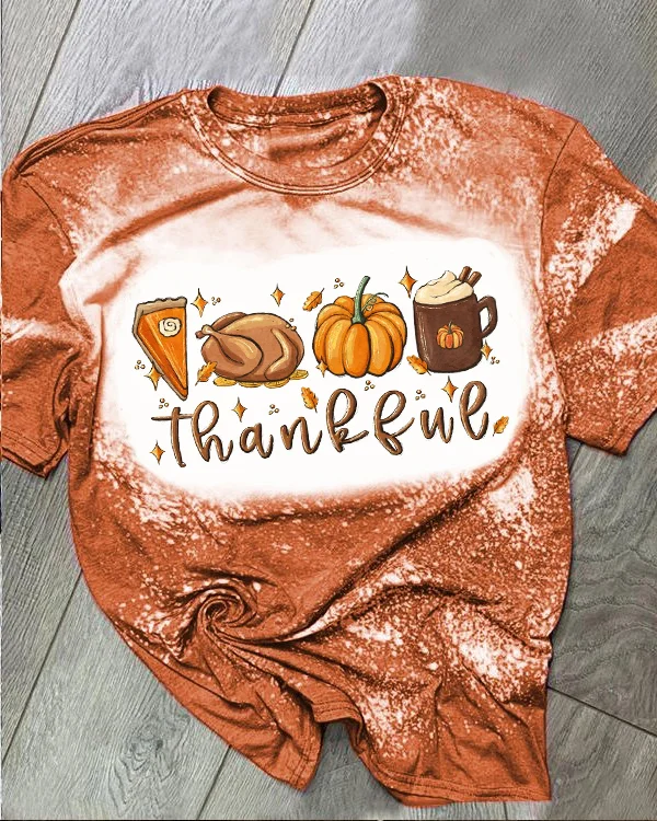Thankful Pumpkin Pie Bleached T-shirt