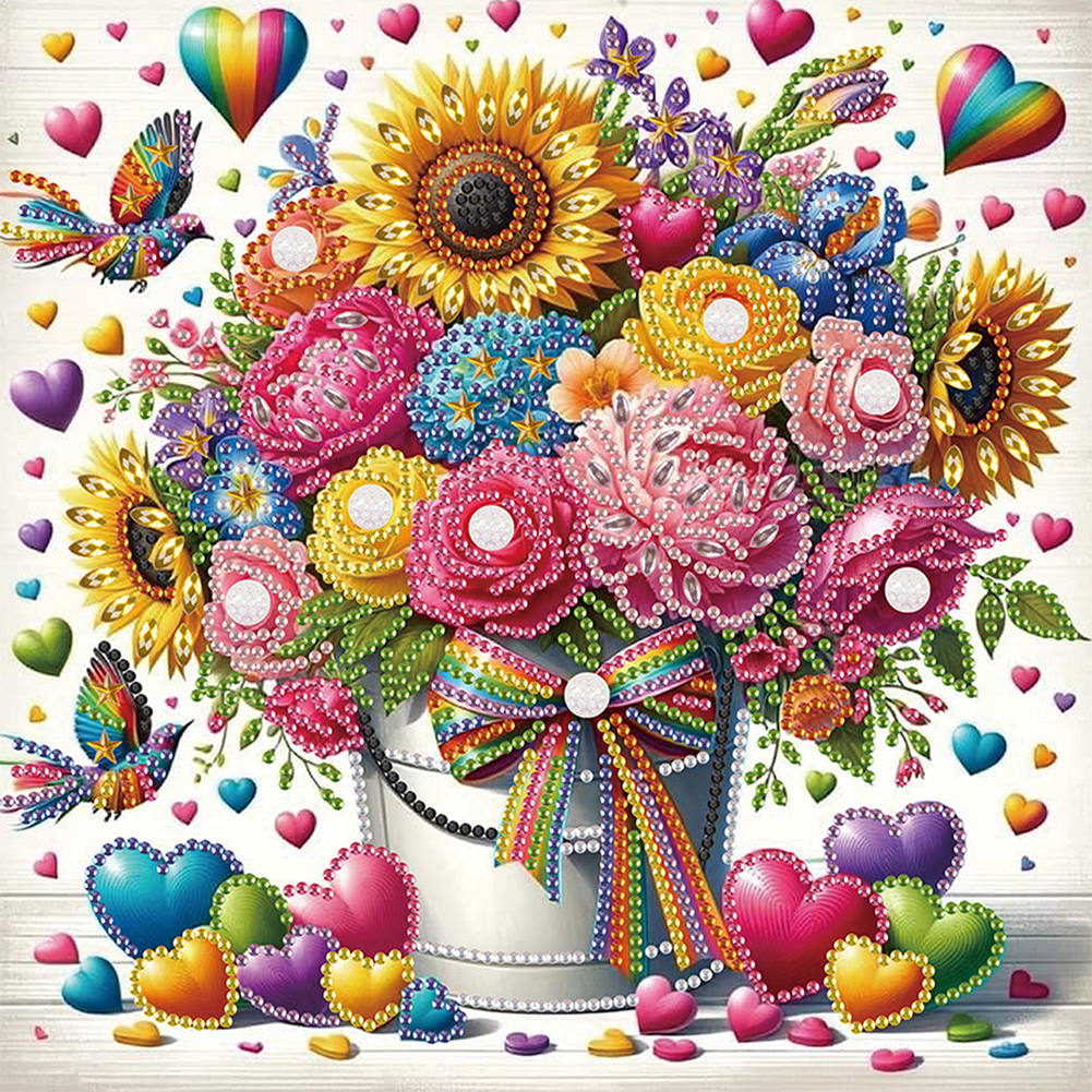Bouquet Of Flowers 30*30cm(canvas) special shaped drill diamond painting