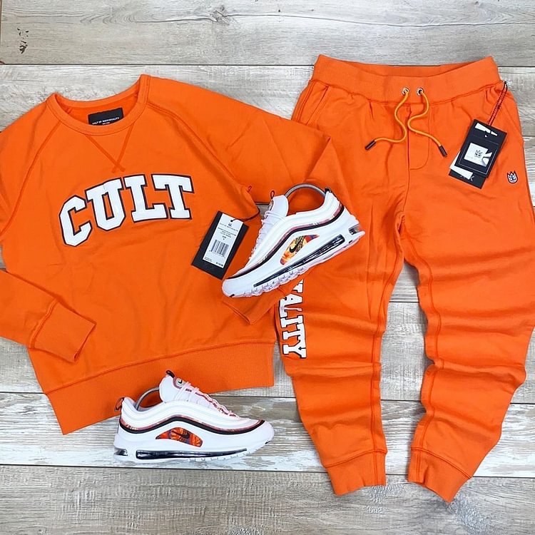 Orange CULT printed fashion sweater set